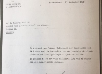 1948: Dankbericht Prinses Wilhelmina